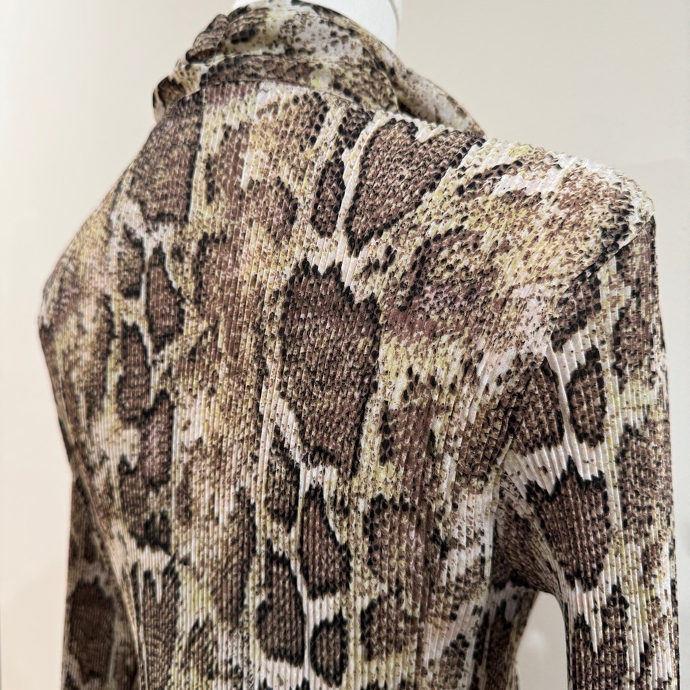 Vintage Python Snake Print Ruffle Blouse Bell Sle… - image 7